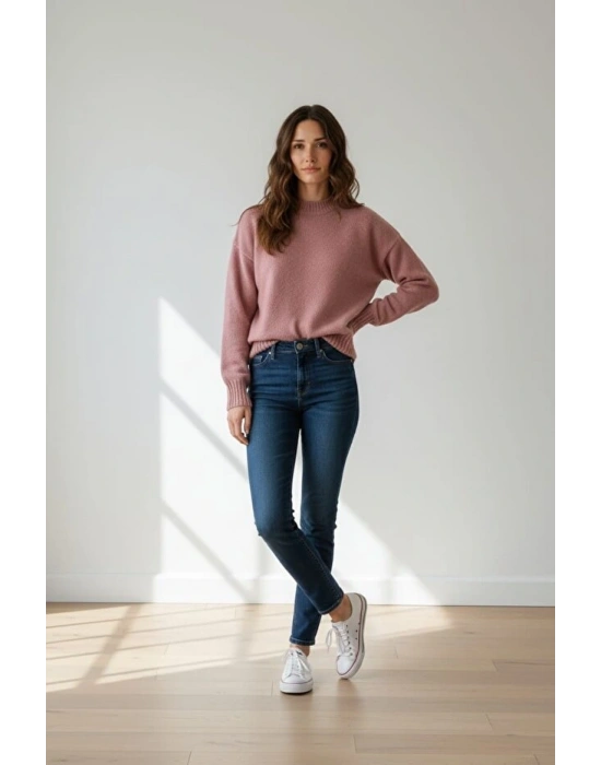 kadın salaş geniş kalıp oversize kışlık uzunkol kazak