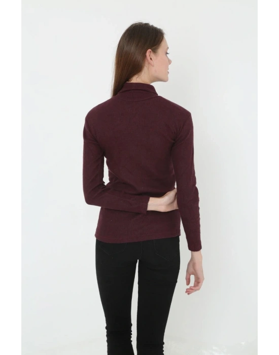 Kadın Tam Boğazlı Fitilli Likrali Koşkorse Badi - Bordo