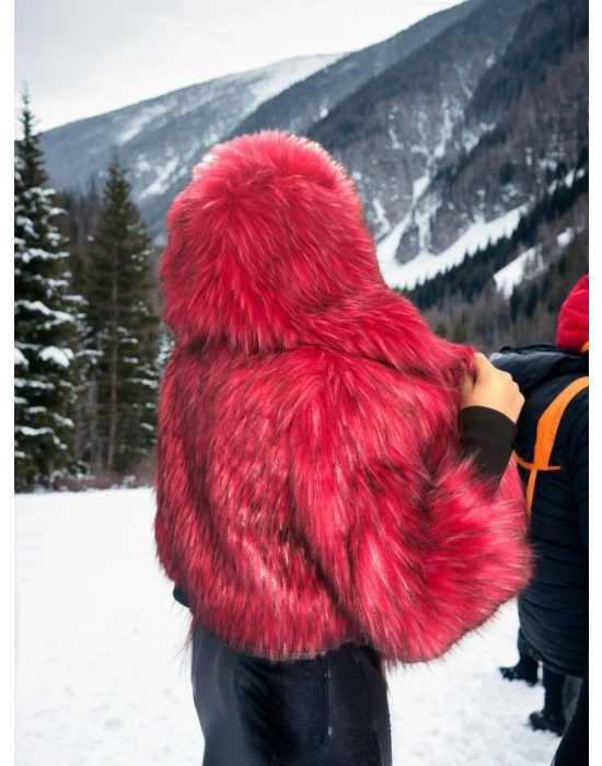 Kadın Uzun Kollu Kürk - Bordo