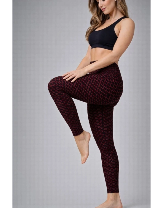 Kadın Yüksek Bel Toparlayıcı Likralı Büzgülü Tayt - Kırmızı