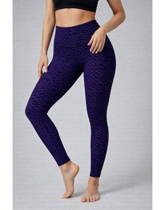 Kadın Yüksek Bel Toparlayıcı Likralı Büzgülü Tayt - Mavi