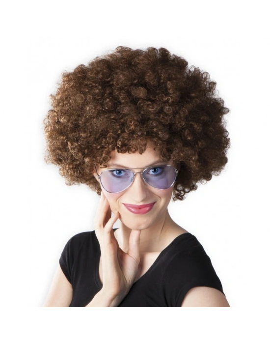 Kahve Renk Kıvırcık Afro Bonus Peruk