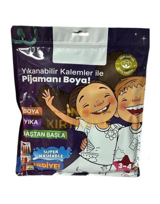 Kalem Hediyeli Boyanabilir Pijama 3-4 Yaş