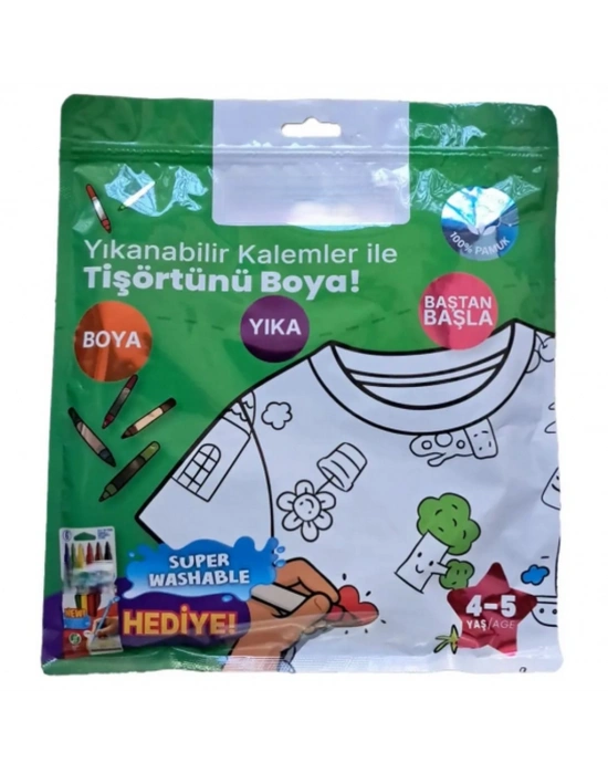Kalem Hediyeli Boyanabilir Tişört 4-5 Yaş