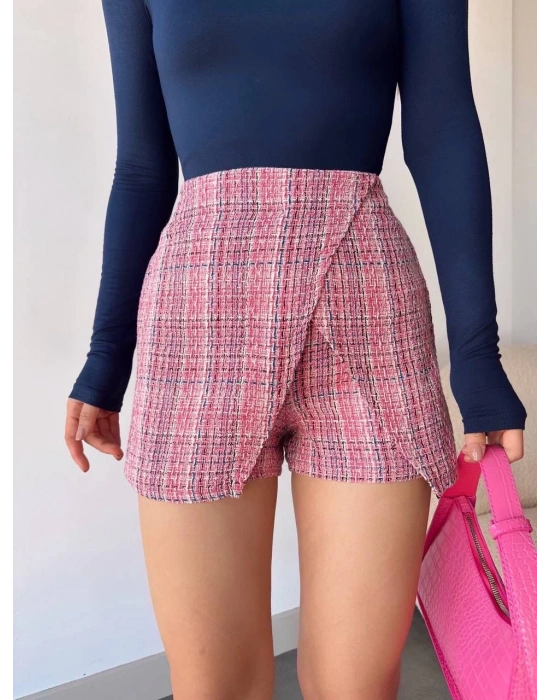 Kapaklı tüvit şort etek kırmızı