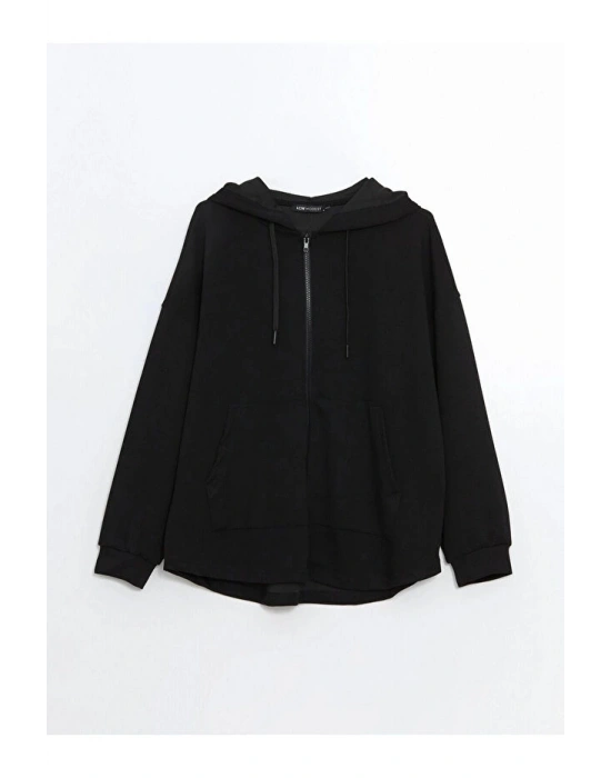 Kapüşonlu Oversize Kadın Fermuarlı Sweatshirt