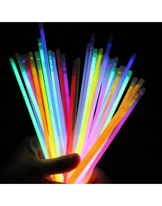 Karanlıkta Yanan Parlayan Fosforlu Glow Stick Çubuk Bileklik 50 Adet
