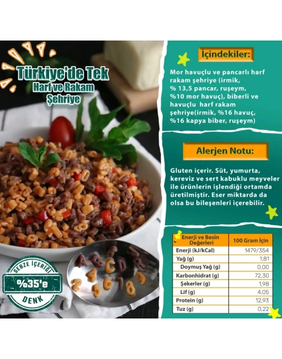 Karışık Sebzeli Harf Rakam Şehriye 250gr