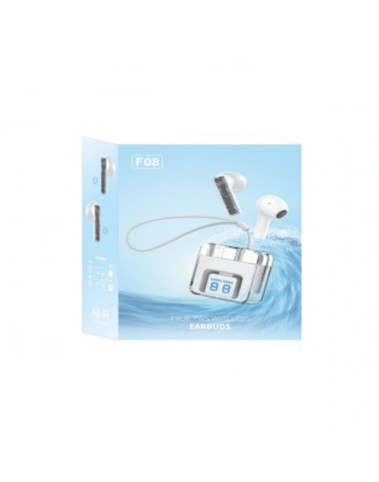 Karler Bass F08 Dijital Şarj Göstergeli TWS Bluetooth Kulaklık - Mavi