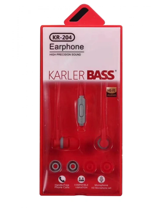 Karler Bass KR-204 Kablolu Kulaklık - Kırmızı
