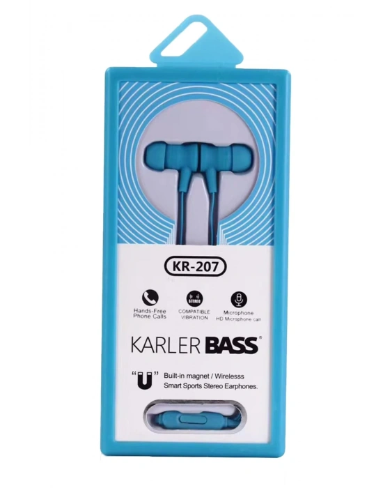 Karler Bass KR-207 Mıknatıslı Kablolu Kulaklık - Mavi