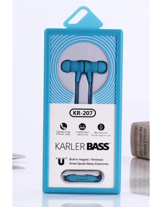 Karler Bass KR-207 Mıknatıslı Kablolu Kulaklık - Mavi