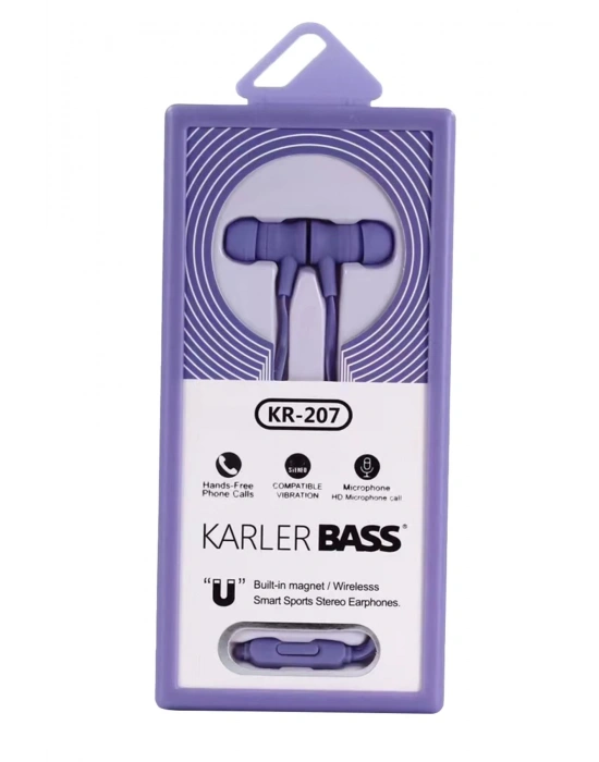 Karler Bass KR-207 Mıknatıslı Kablolu Kulaklık - Mor
