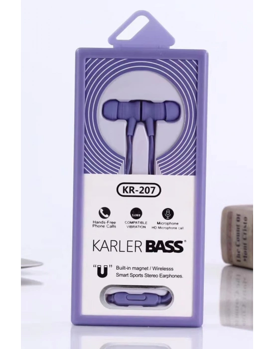 Karler Bass KR-207 Mıknatıslı Kablolu Kulaklık - Mor