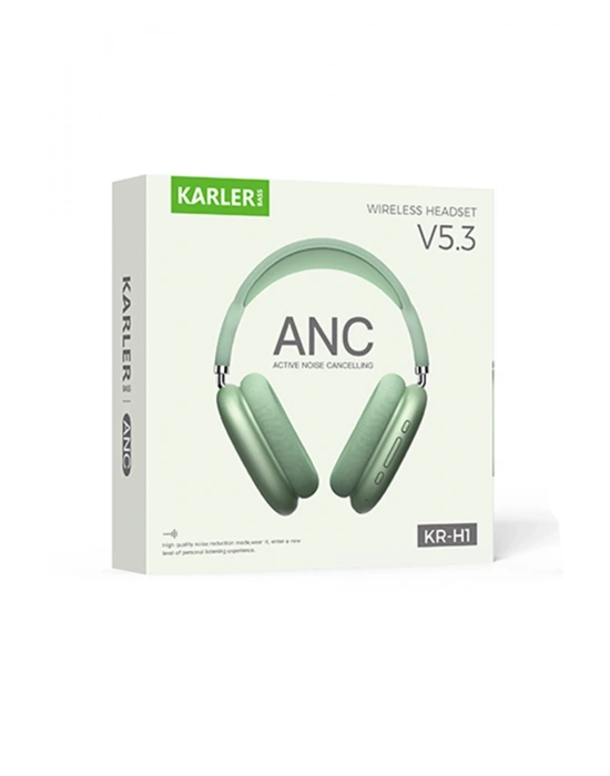 Karler Bass KRH2 Aktif Gürültü Engelleyici Özellikli BT 5.3 Kafaüstü Kablosuz Kulaklık - Yeşil