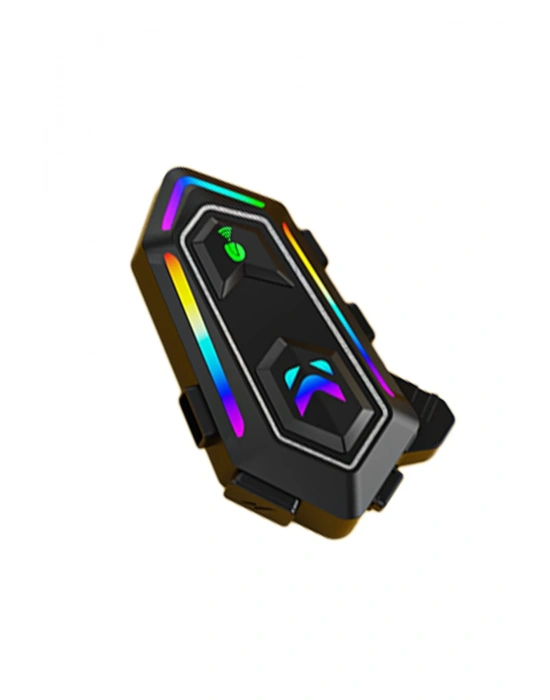 Karler Bass KRM2 RGB Motosiklet Sürücüleri İçin IPX6 Su Geçirmez Özellikli Kablosuz Bluetooth Kulaklık - Siyah