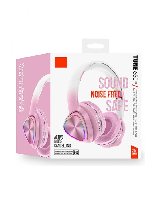 Karler Bass Tune 650 BT RGB Kablosuz Kafaüstü Kulaklık - Pembe