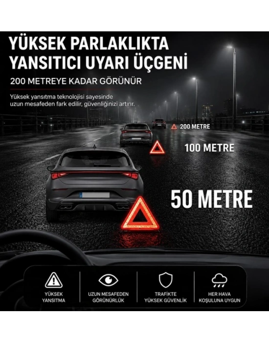 Katlanabilir Üçgen Acil Durum  Reflektörü