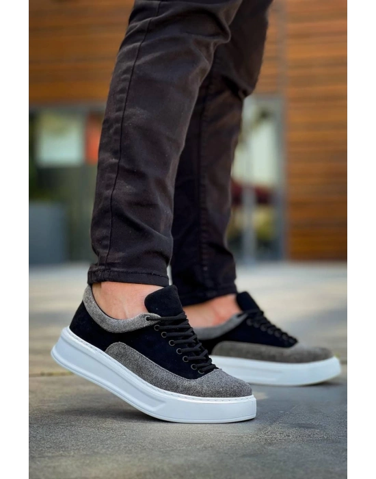 KB-005 Kuback Siyah Gri Süet Bağcıklı  Günlük Erkek  Ayakkabı