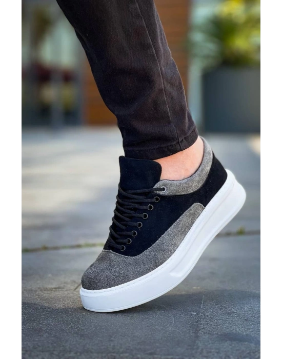 KB-005 Kuback Siyah Gri Süet Bağcıklı  Günlük Erkek  Ayakkabı