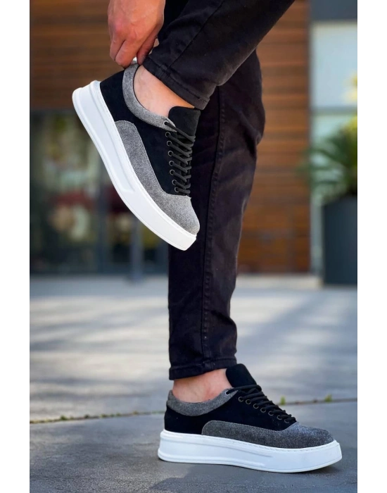 KB-005 Kuback Siyah Gri Süet Bağcıklı  Günlük Erkek  Ayakkabı