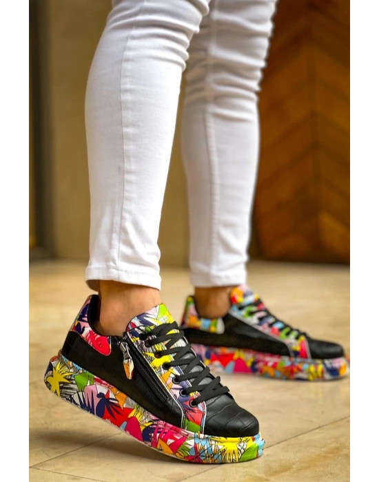 KB-02  Kuback Bağcıklı Crocodile Siyah Kırmızı Günlük Erkek Ayakkabı