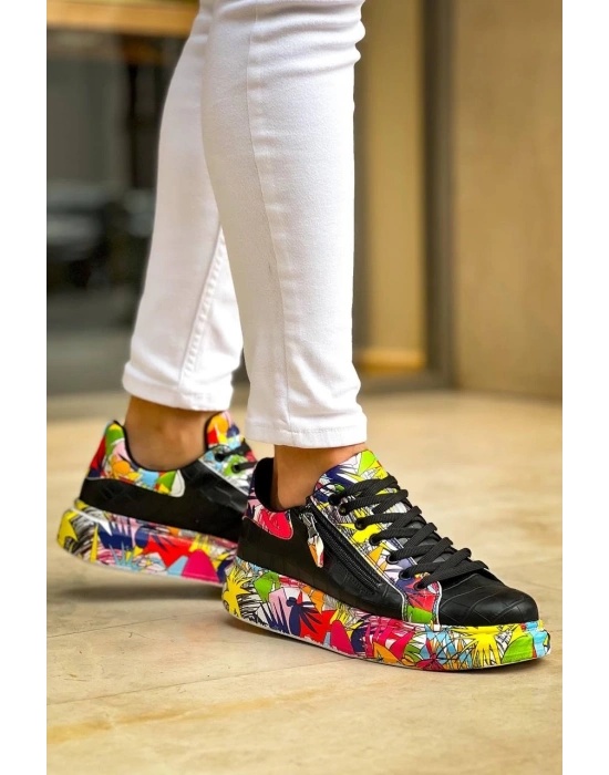 KB-02  Kuback Bağcıklı Crocodile Siyah Kırmızı Günlük Erkek Ayakkabı