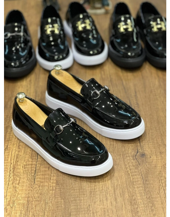 KB-027  Kuback Bağcıksız Siyah Rugan G Günlük Erkek Ayakkabı