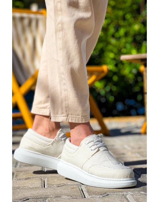 KB-042  Kuback Bağcıklı Beyaz Günlük Erkek Ayakkabı