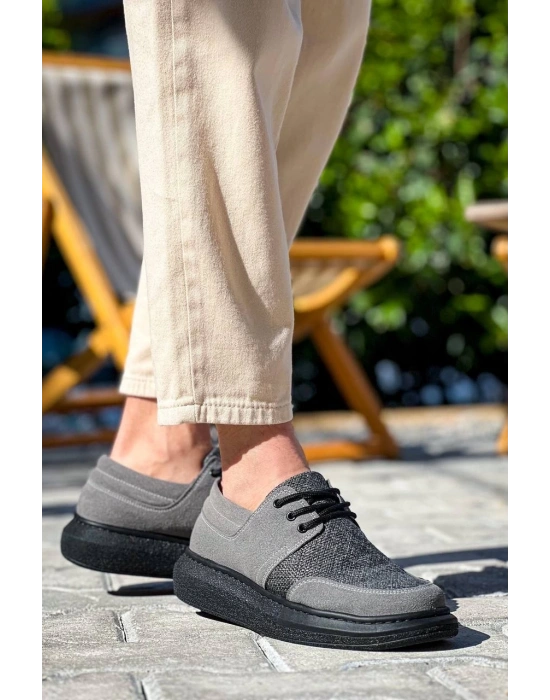 KB-042  Kuback Bağcıklı Gri Siyah Taban Günlük Erkek Ayakkabı