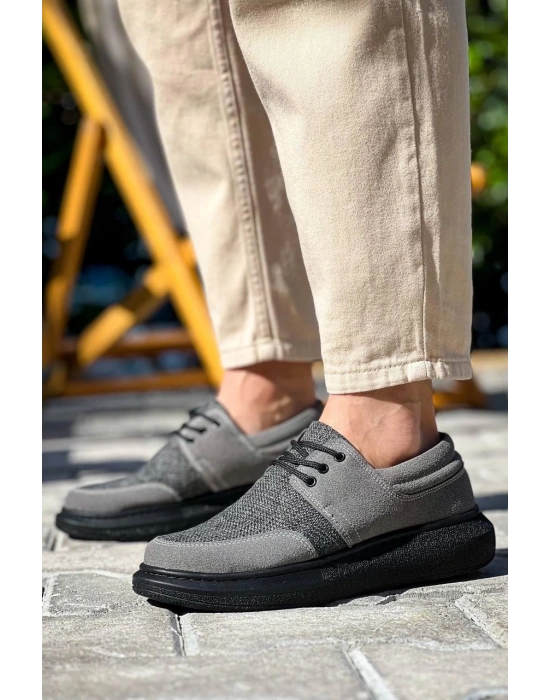 KB-042  Kuback Bağcıklı Gri Siyah Taban Günlük Erkek Ayakkabı