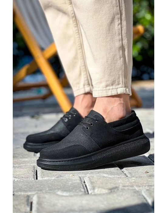 KB-042  Kuback Bağcıklı  Siyah Deri Tozu Siyah Taban Günlük Erkek Ayakkabı