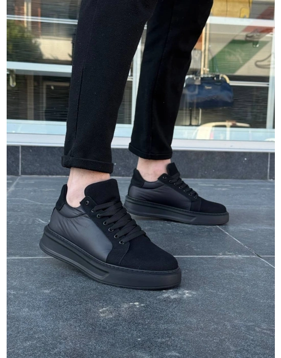 KB-046 Kuback Siyah Paraşüt Siyah Yüksek Taban Günlük Spor Ayakkabı