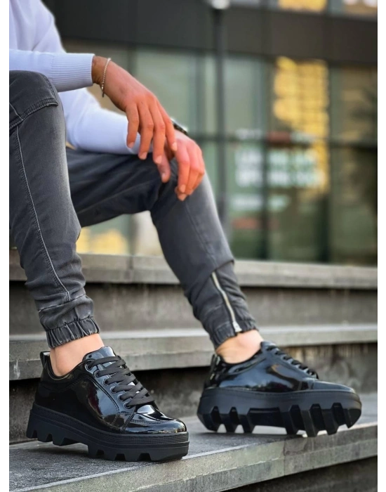 KB-056 Kuback Siyah Rugan Siyah Yüksek Taban Günlük Spor Ayakkabı