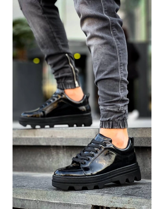 KB-056 Kuback Siyah Rugan Siyah Yüksek Taban Günlük Spor Ayakkabı