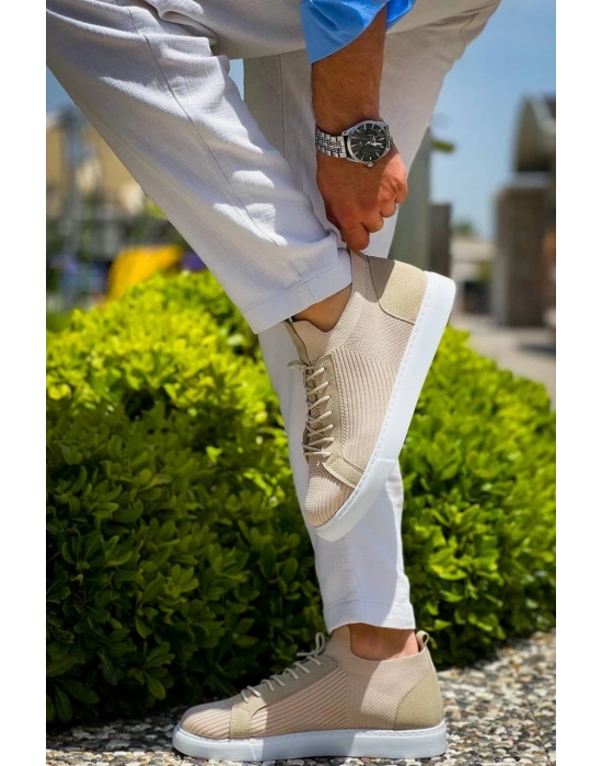 KB-112   Kuback Bej Triko Bağcıklı  Günlük Erkek  Ayakkabı