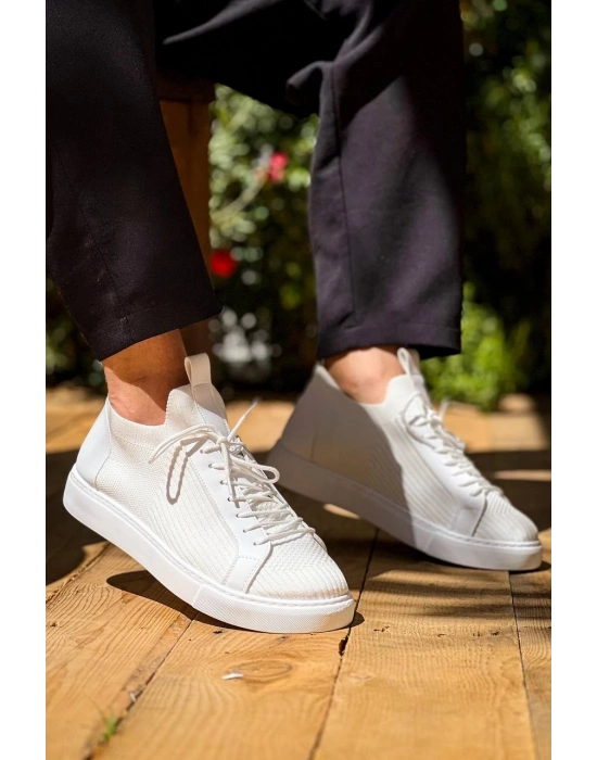 KB-112   Kuback Beyaz Triko Bağcıklı  Günlük Erkek  Ayakkabı