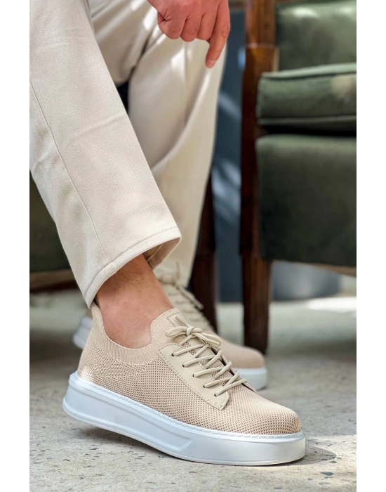 KB-116 Kuback Bej Bağcıklı Triko Günlük Erkek Ayakkabı