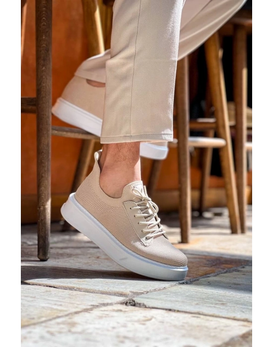KB-116 Kuback Bej Bağcıklı Triko Günlük Erkek Ayakkabı