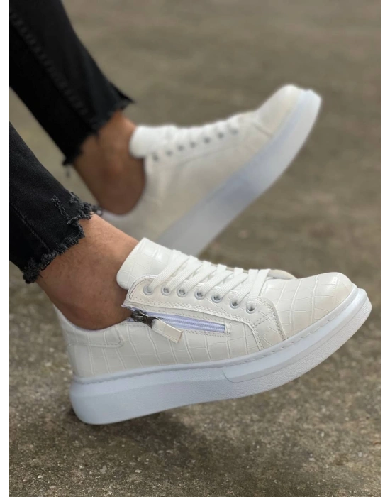 KB-309  Kuback Beyaz Fermuar Ve Bağcıklı  Günlük Erkek  Ayakkabı