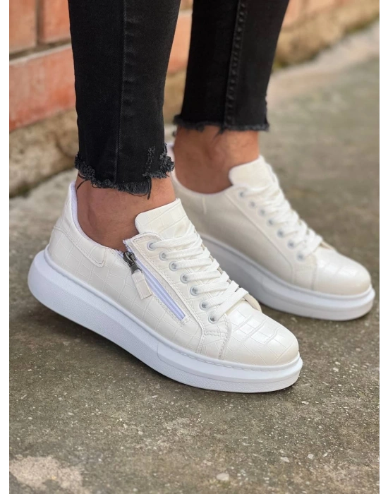 KB-309  Kuback Beyaz Fermuar Ve Bağcıklı  Günlük Erkek  Ayakkabı