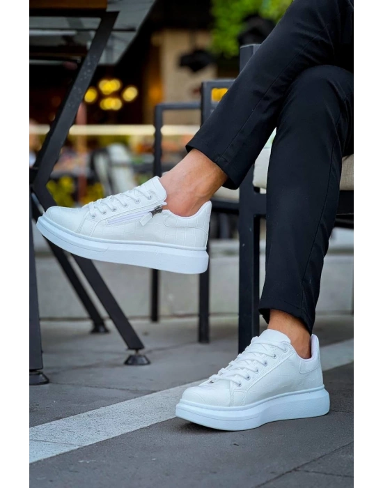 KB-309  Kuback Beyaz Fermuar Ve Bağcıklı  Günlük Erkek  Ayakkabı