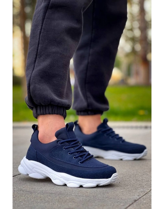 KB-707  Kuback Lacivert Süet Yüksek Taban Bağcıklı Günlük Erkek Ayakkabı