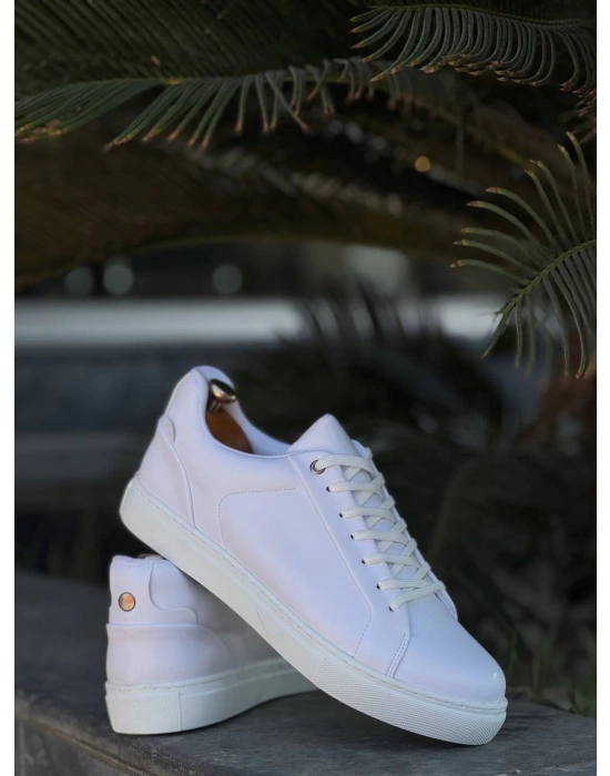 KB-BX1  Kuback Beyaz Cilt Yüksek Beyaz Taban Günlük Erkek Ayakkabı