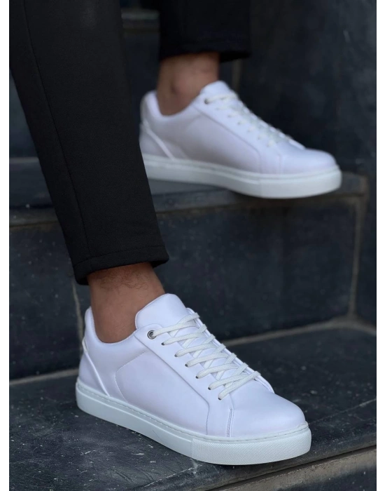 KB-BX1  Kuback Beyaz Cilt Yüksek Beyaz Taban Günlük Erkek Ayakkabı