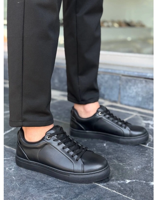 KB-BX1  Kuback Siyah Cilt Yüksek Siyah Taban Günlük Erkek Ayakkabı