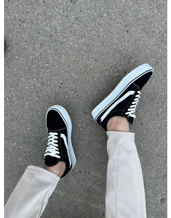 KB-V1 Kuback Siyah Beyaz Detaylı Günlük Erkek Ayakkabı