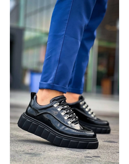 KB-X10 Kuback Siyah Rugan Siyah Yüksek Taban Günlük Spor Ayakkabı