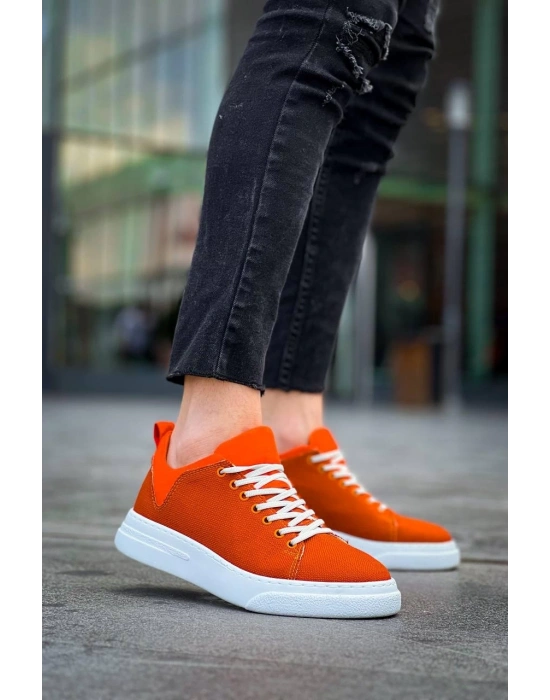 KB-X204 Kuback Turuncu Keten Beyaz Yüksek Taban Günlük Erkek Spor Ayakkabı