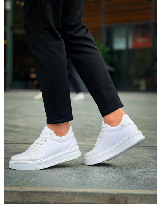 KB-X46 Kuback Beyaz Rugan Yüksek Beyaz Taban Günlük Spor Ayakkabı